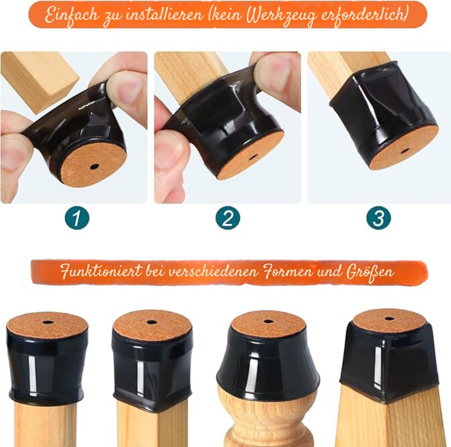Serenosole™ SoftGlide siliconen stoelbeenbeschermers | Stille beweging en bescherming van vloeren tegen krassen | Beste oplossing tegen krassen 2024 (Pack van 12 | 1+1 GRATIS)