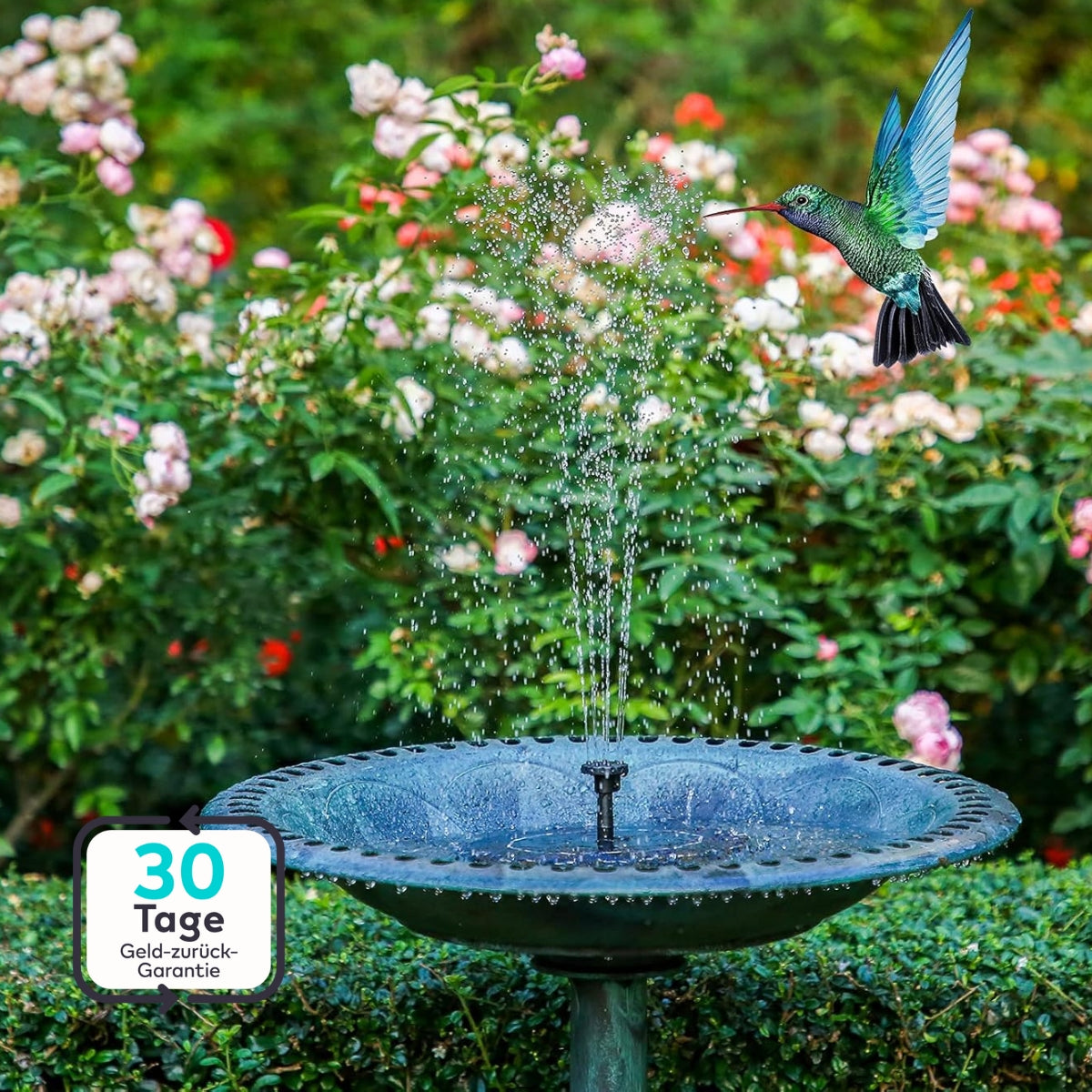 Serenosole™ SolarCascade | Vogelmagnet & Zen-Vibes | Solar-Wasserfontäne (+ 8 GRATIS Aufsätze)