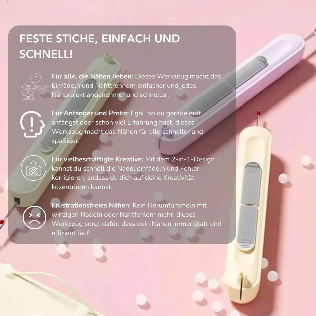 Serenosole™ SnapStitch 2-in-1 Nadeleinfädler Nahttrenner | Fädelt deine Nadel in Sekunden ein und hilft dir, Fehler mühelos zu korrigieren (2+1 GRATIS)
