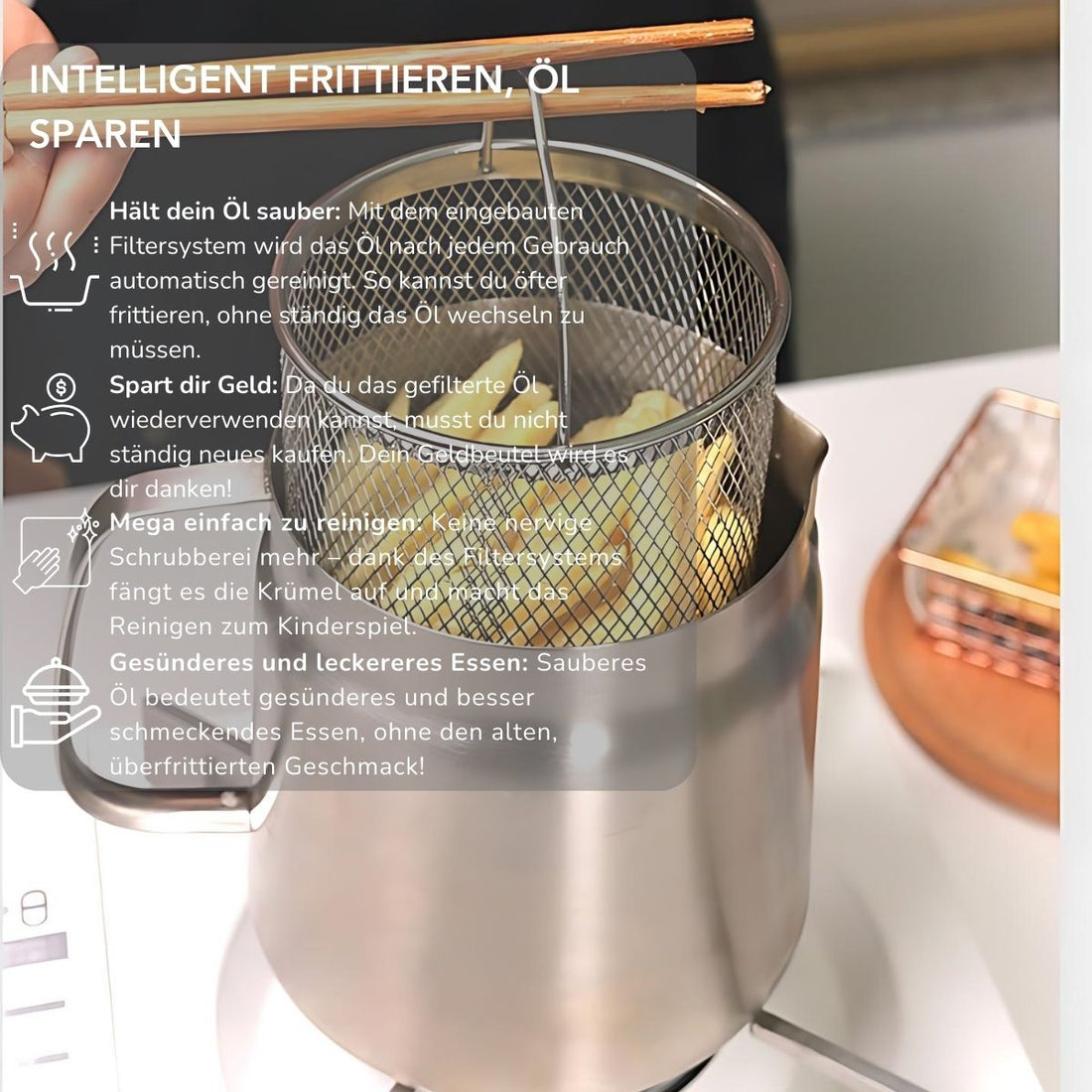 Serenosole™ SmartOil oliefilterfriteuse | Schoner frituren en eenvoudig schoonmaken | Slimste oliefilterfriteuse 2024