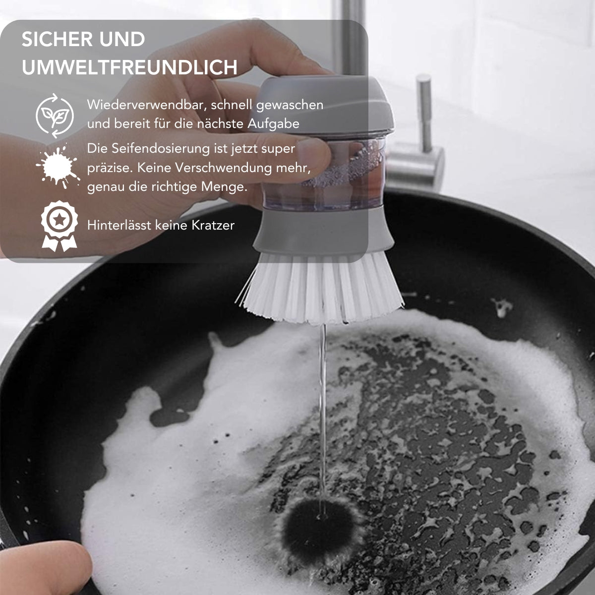 Serenosols™DispensBrush | Efficiënte, tijdbesparende reiniging met gecontroleerde zeepdosering