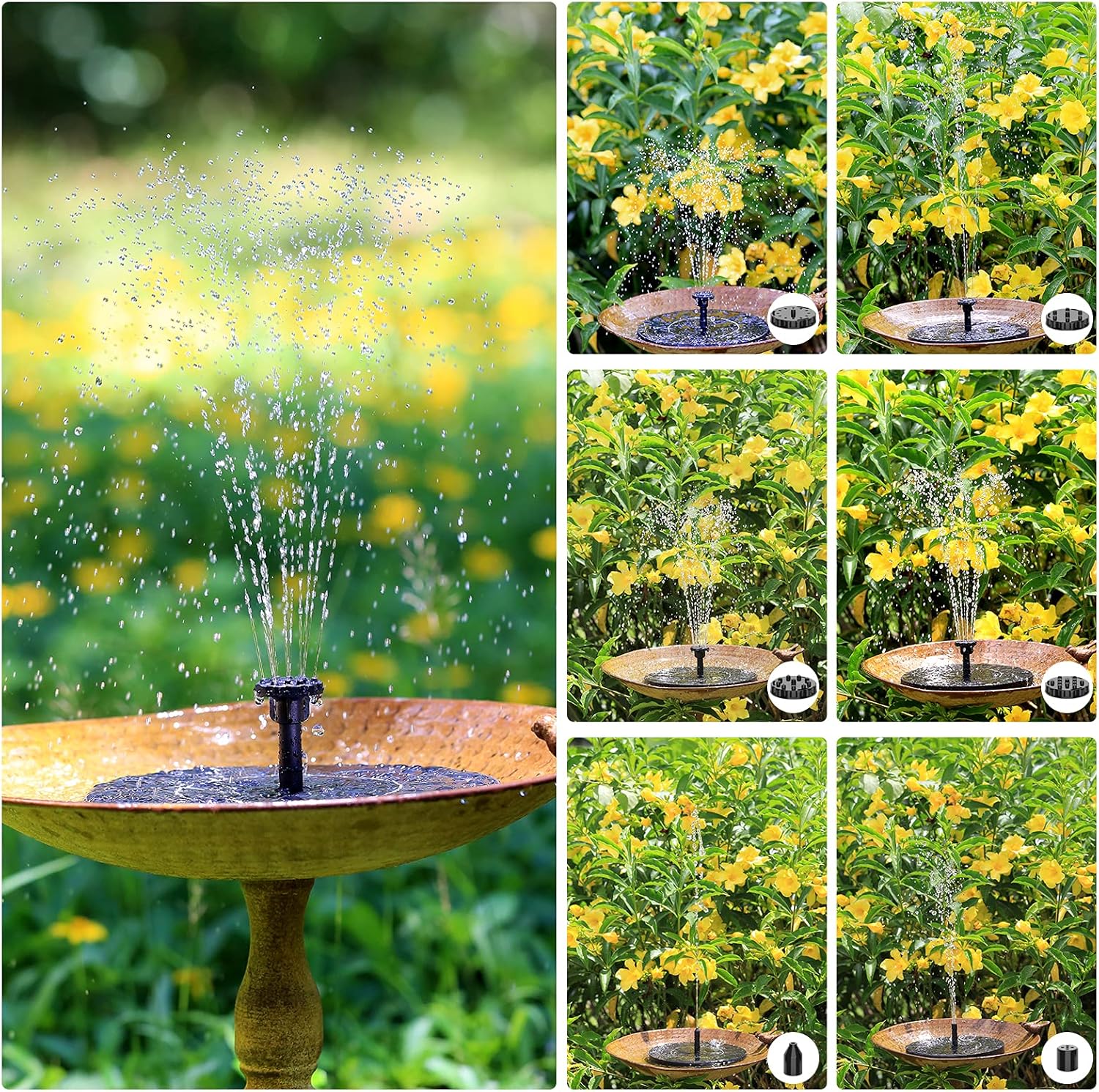Serenosole™ SolarCascade | Vogelmagnet &amp; Zen-Vibes | Solar-Wasserfontäne (+ 8 GRATIS Aufsätze)