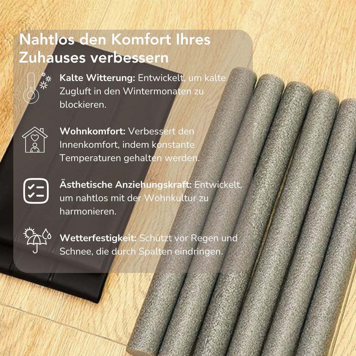 Serenosole™ Deurkussen| Blokkeert koude tocht en lawaai | Beste oplossing tegen de kou 2024 (2+2 GRATIS)