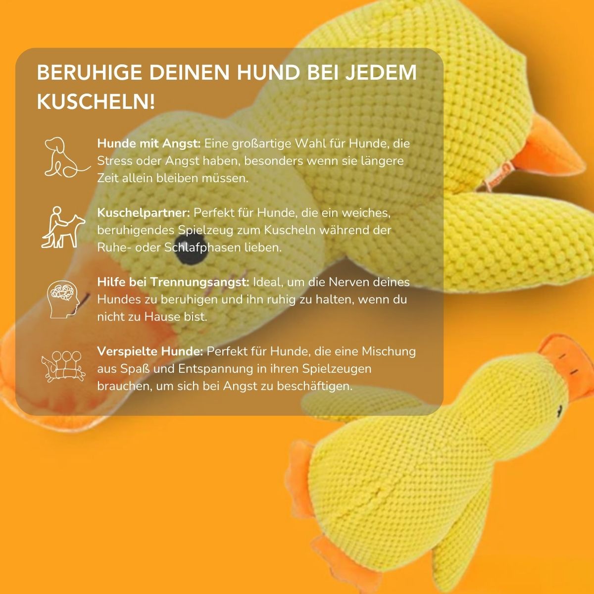 Serenosole™ CalmBuddy Anti-Stress Ente Hundespielzeug | Das ultimative Kuschelspielzeug für einen stressfreien Hund | Bestseller