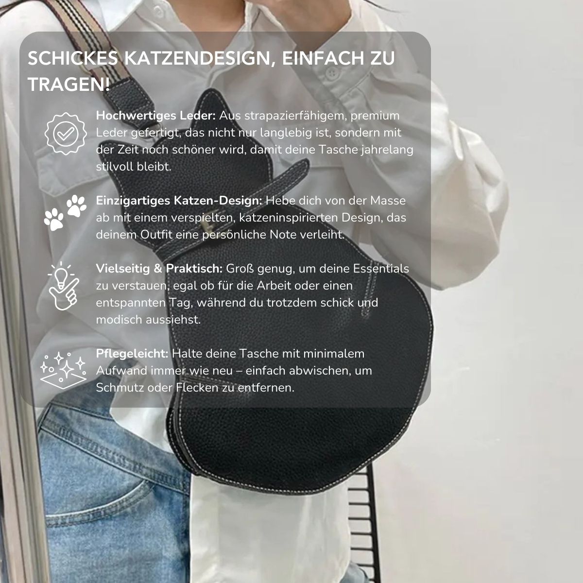 Serenosole™ PurrLeather Katzenledertasche | Weiches Lederdesign, sanft zum Fell und langlebig!