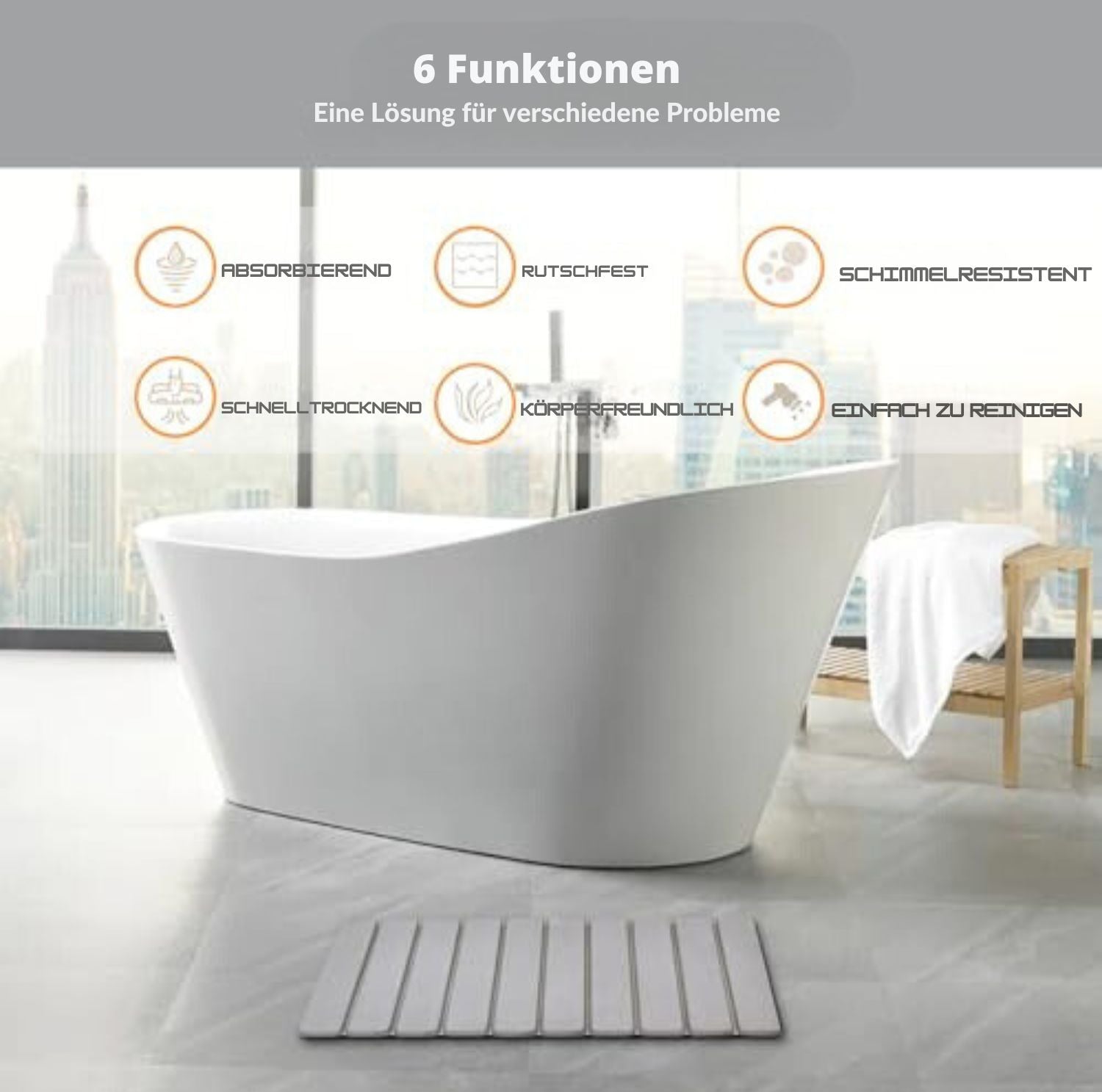 Serenosole™ FoldDry opvouwbare stenen badmat | Droogt supersnel en vouwt gemakkelijk op | Snelstdrogende mat 2024