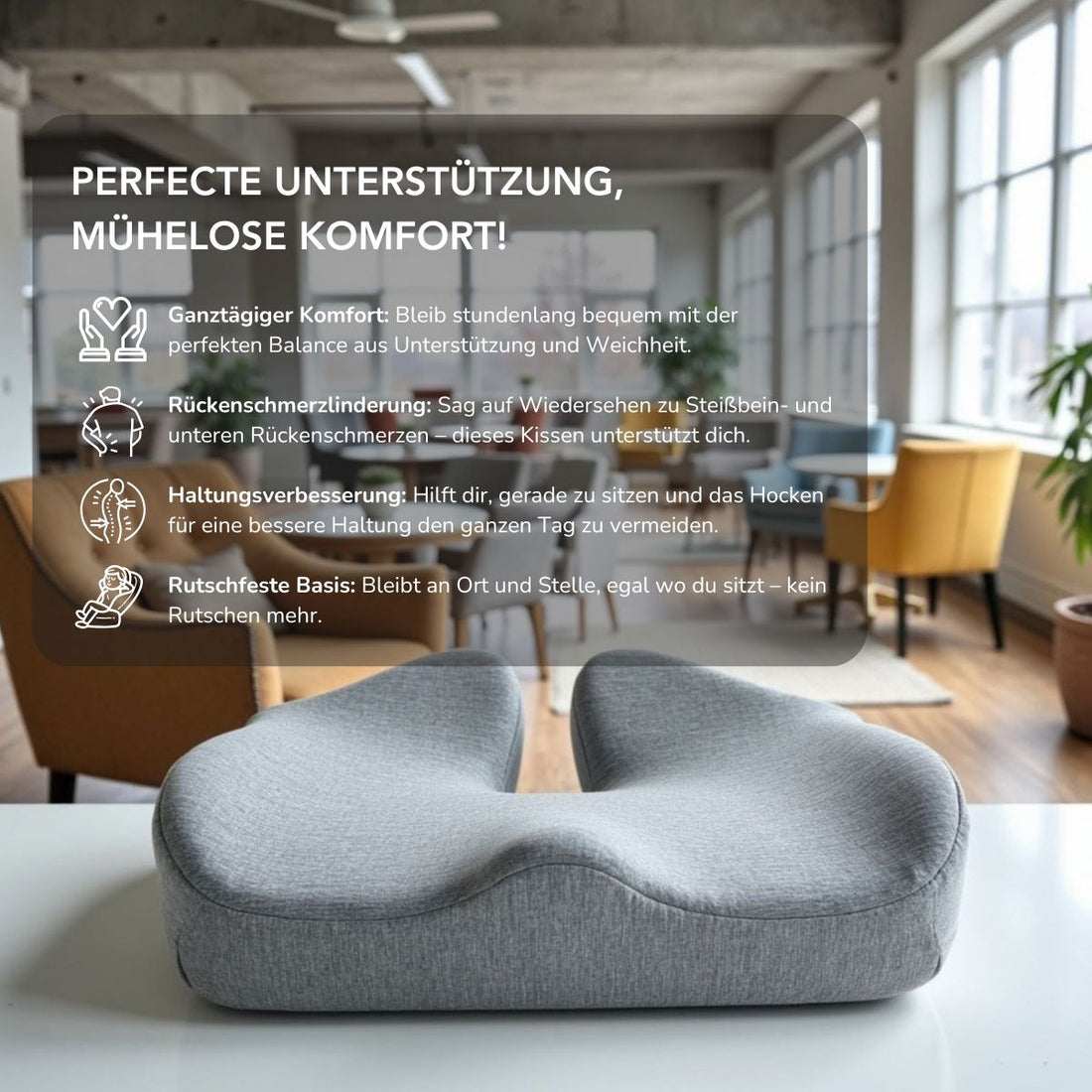 Serenosole™ CushionCare | Sitz den ganzen Tag bequem mit perfekter Unterstützung | Ultimatives Komfort-Sitzkissen 2025