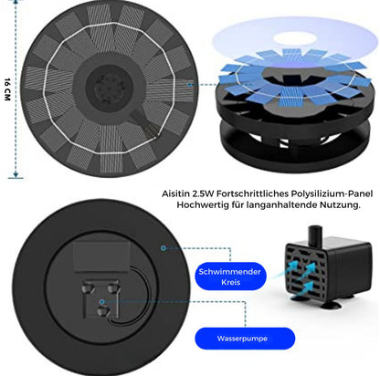 Serenosole™ SolarCascade | Vogelmagnet &amp; Zen-Vibes | Solar-Wasserfontäne (+ 8 GRATIS Aufsätze)