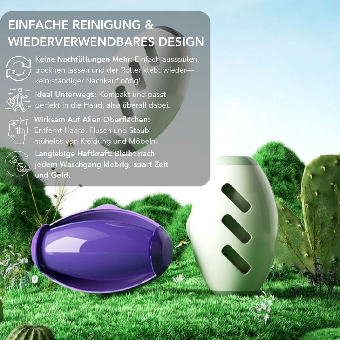Serenosole™ kleverige herbruikbare roller | Geen afval, eenvoudig schoon te maken | Meest effectieve pluis- en haarverwijderaar 2024