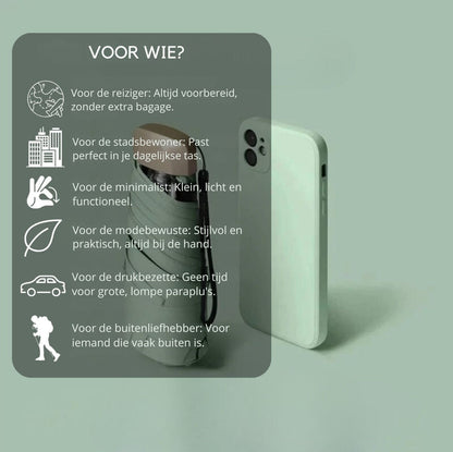 Serenosole™ RainMate miniparaplu | Gemakkelijk mee te nemen en daardoor altijd droog | Kleinste paraplu 2024 (1 1 GRATIS)