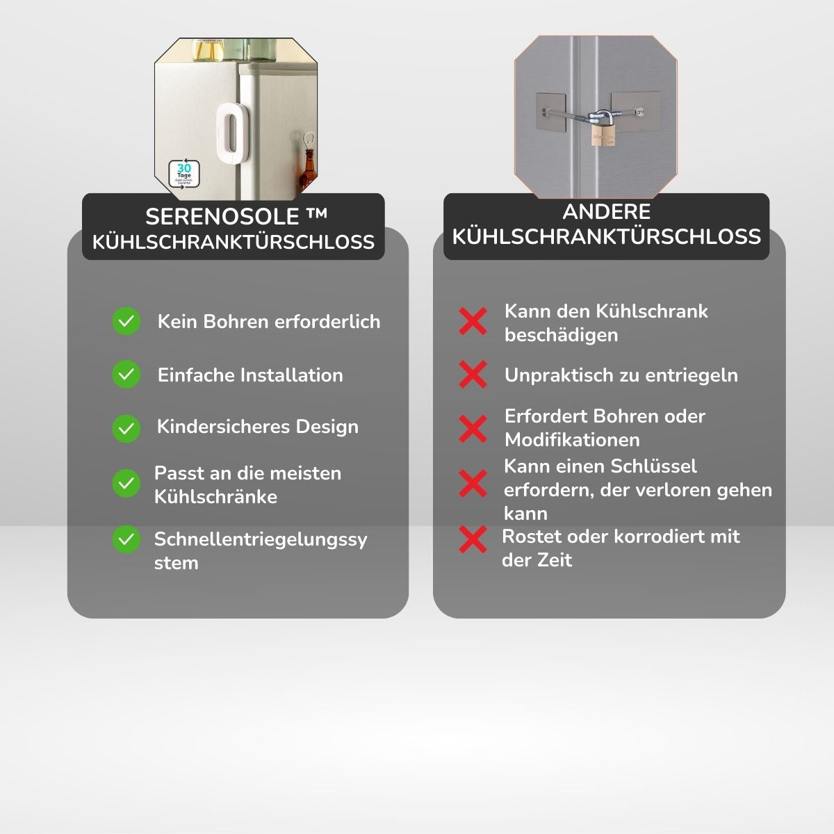 Serenosole™ SecureCool koelkastdeurslot | Houdt kinderen op afstand en beveiligt uw koelkast | Top kindveilige koelkastslot 2024