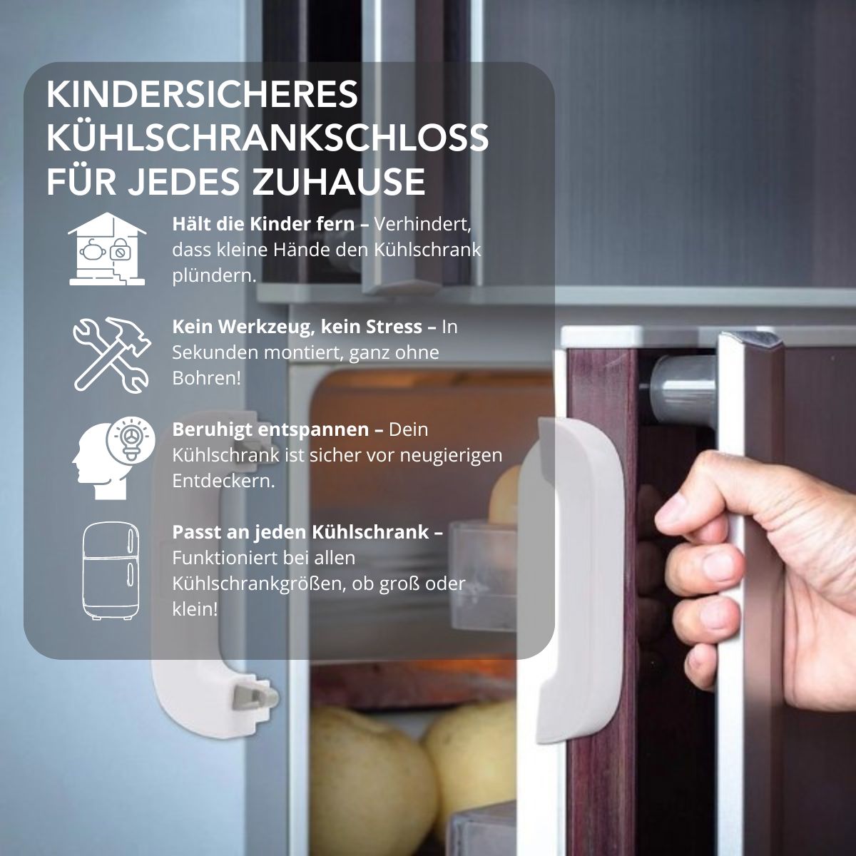 Serenosole™ SecureCool koelkastdeurslot | Houdt kinderen op afstand en beveiligt uw koelkast | Top kindveilige koelkastslot 2024
