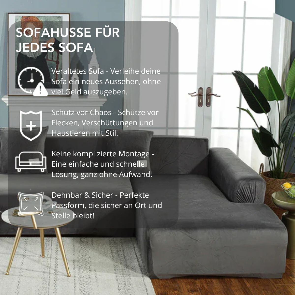Serenosole™ EleganceStretch elastische bankhoes | Stijlvolle bescherming tegen slijtage en vlekken | Beste bankbescherming 2024